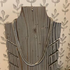 Lia Sophia silvertone three strand choker necklace